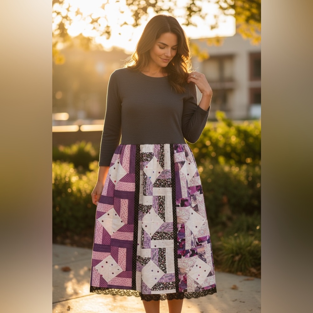 Chic Upcycled Patchwork Maxi Dress - Picture 2 of 5